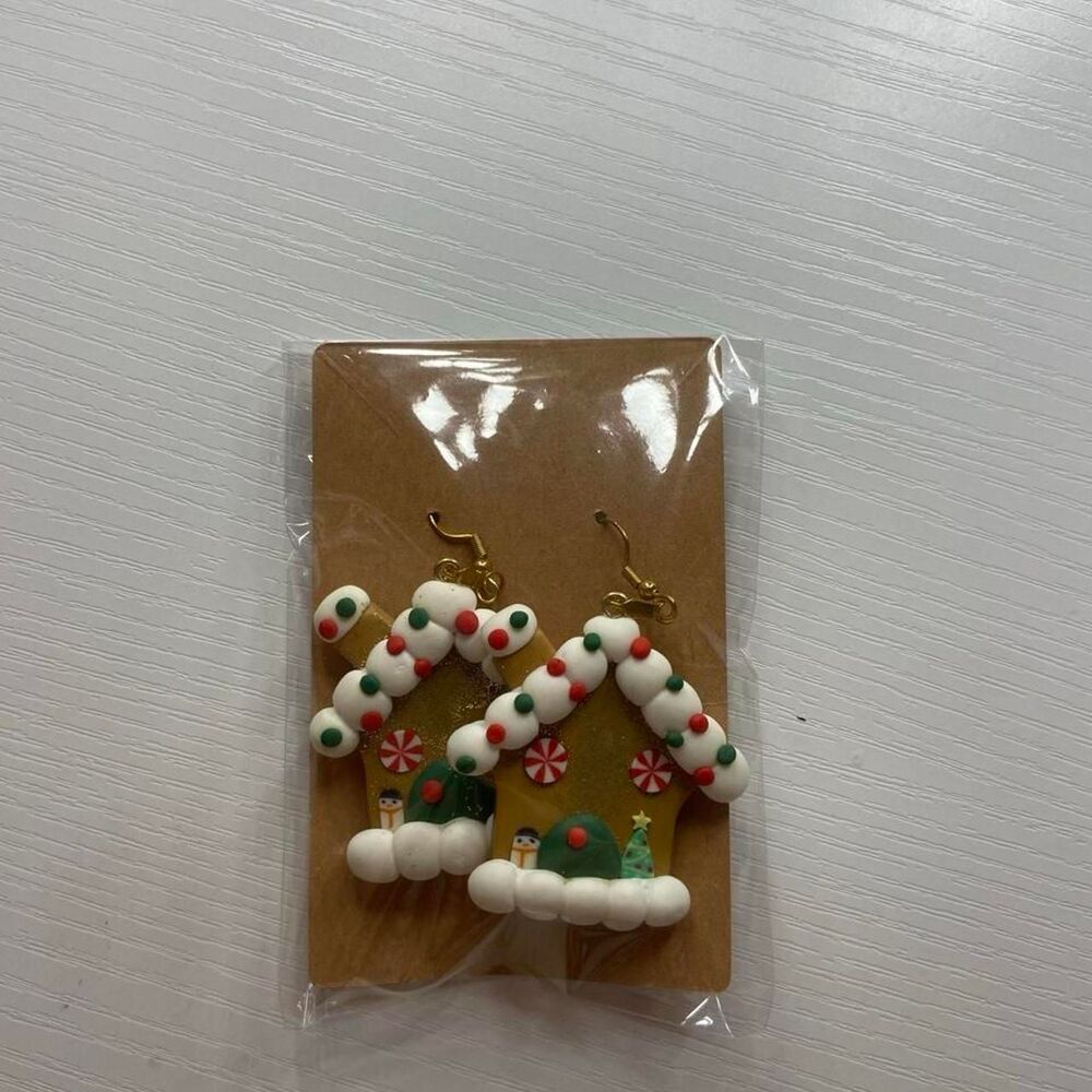 Gingerbread house earrings